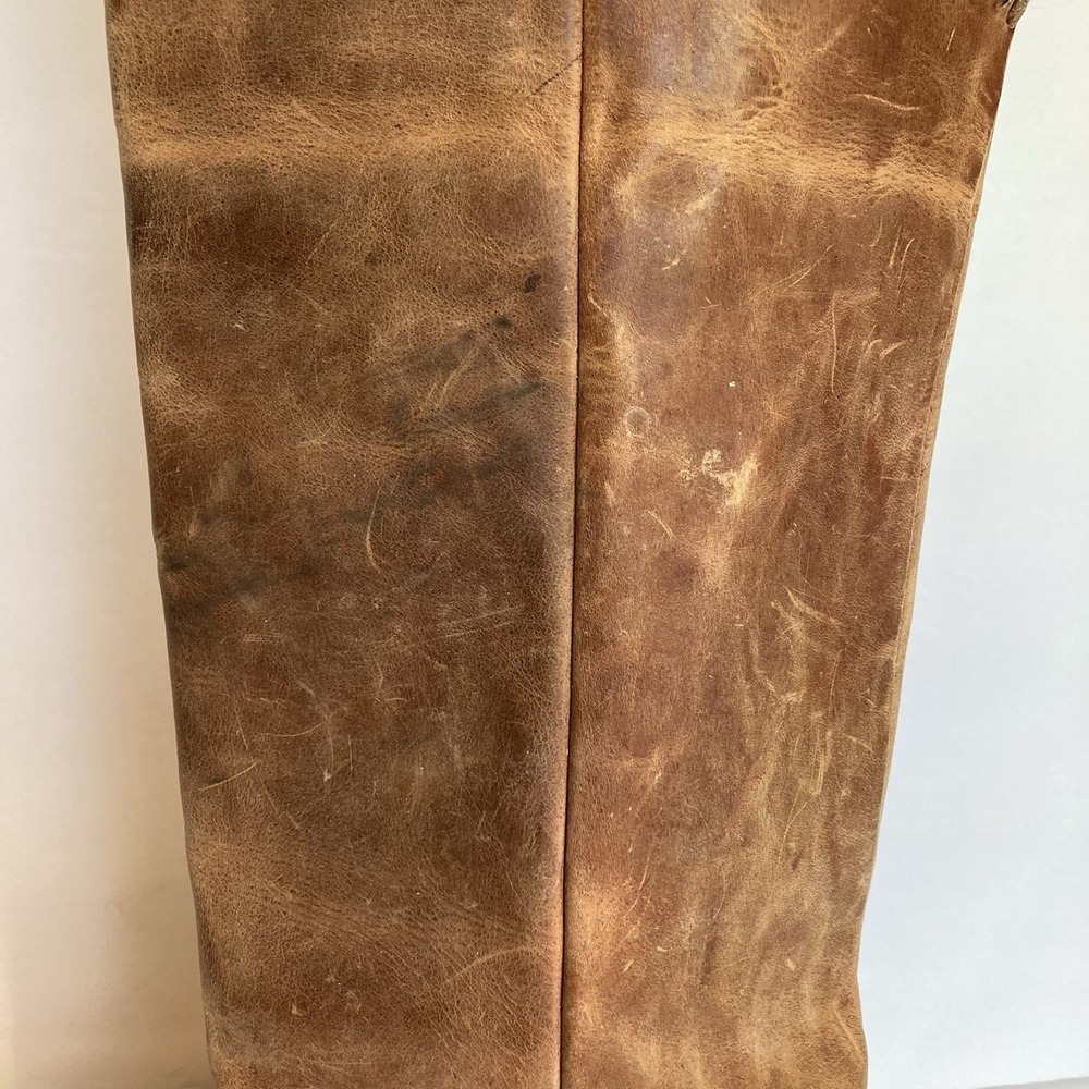 Vtg Zodiac Leather Tall Knee High Riding Cowboy Boots Size 8 Brown Boho Hippie - Picture 6 of 12
